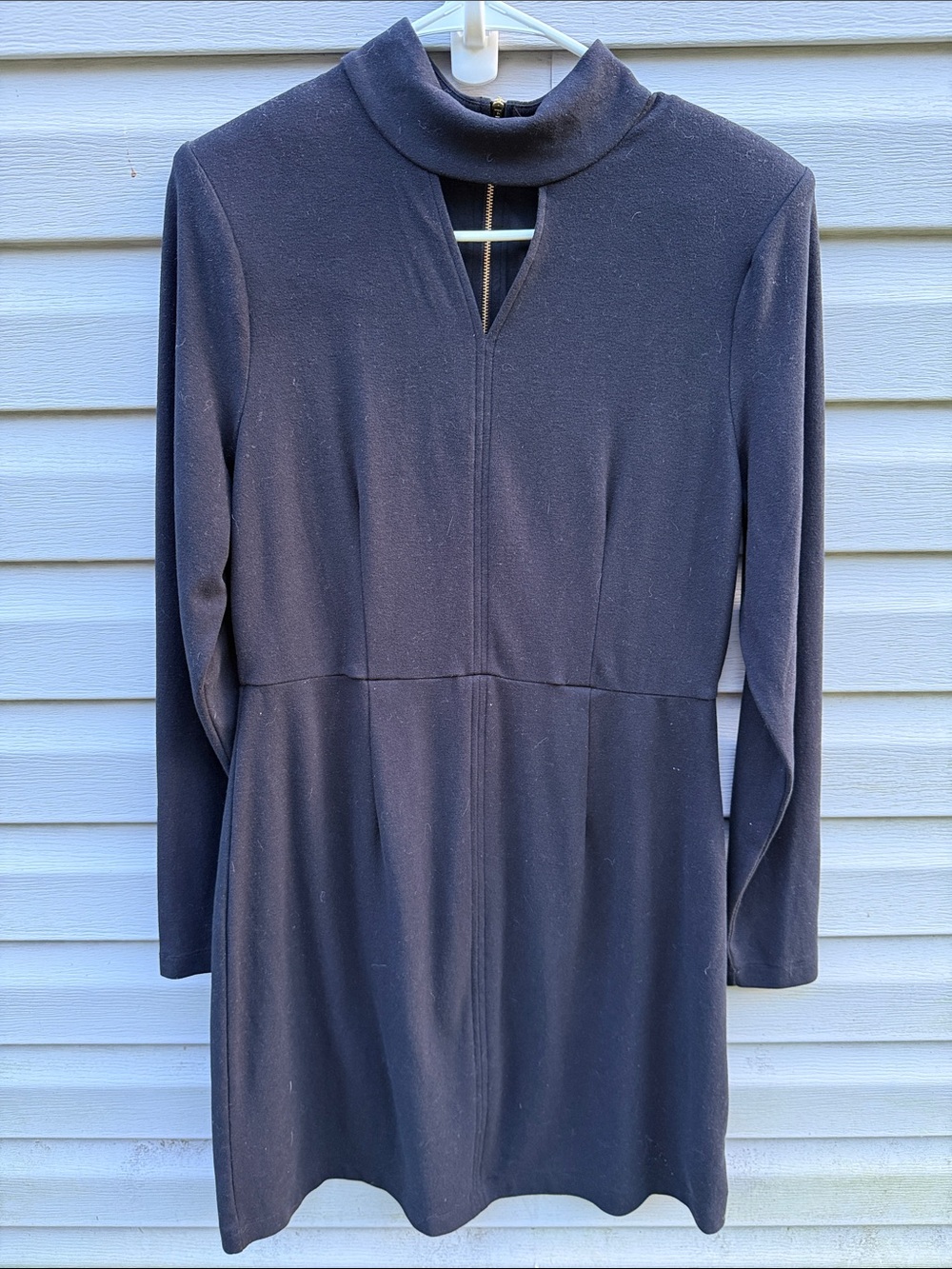 Cabi | Women's Black Long-Sleeve Mock Neck Cut Out Dress Medium style 4589
